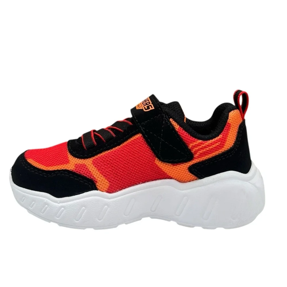Skechers Toddler Boys Light-Up Sneaker Size 8 Slip-on Black Red Multicolor Shoes